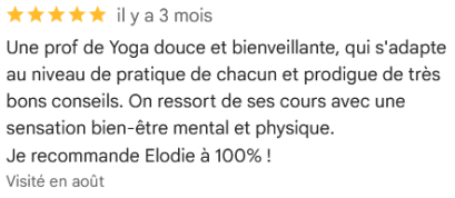 Avis Google Cours Yoga vinyasa restauratif Obernai