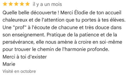 Avis Google Cours Yoga vinyasa restauratif Obernai