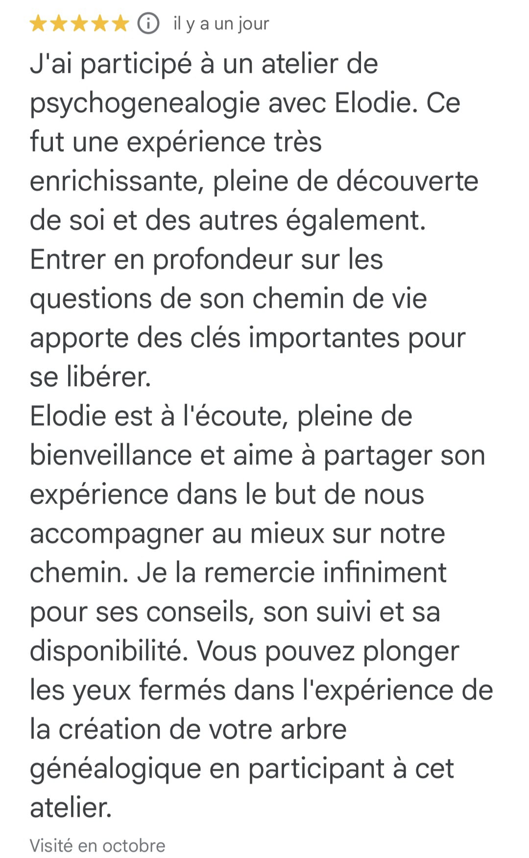 Avis Atelier  Psychogénéalogie Obernai